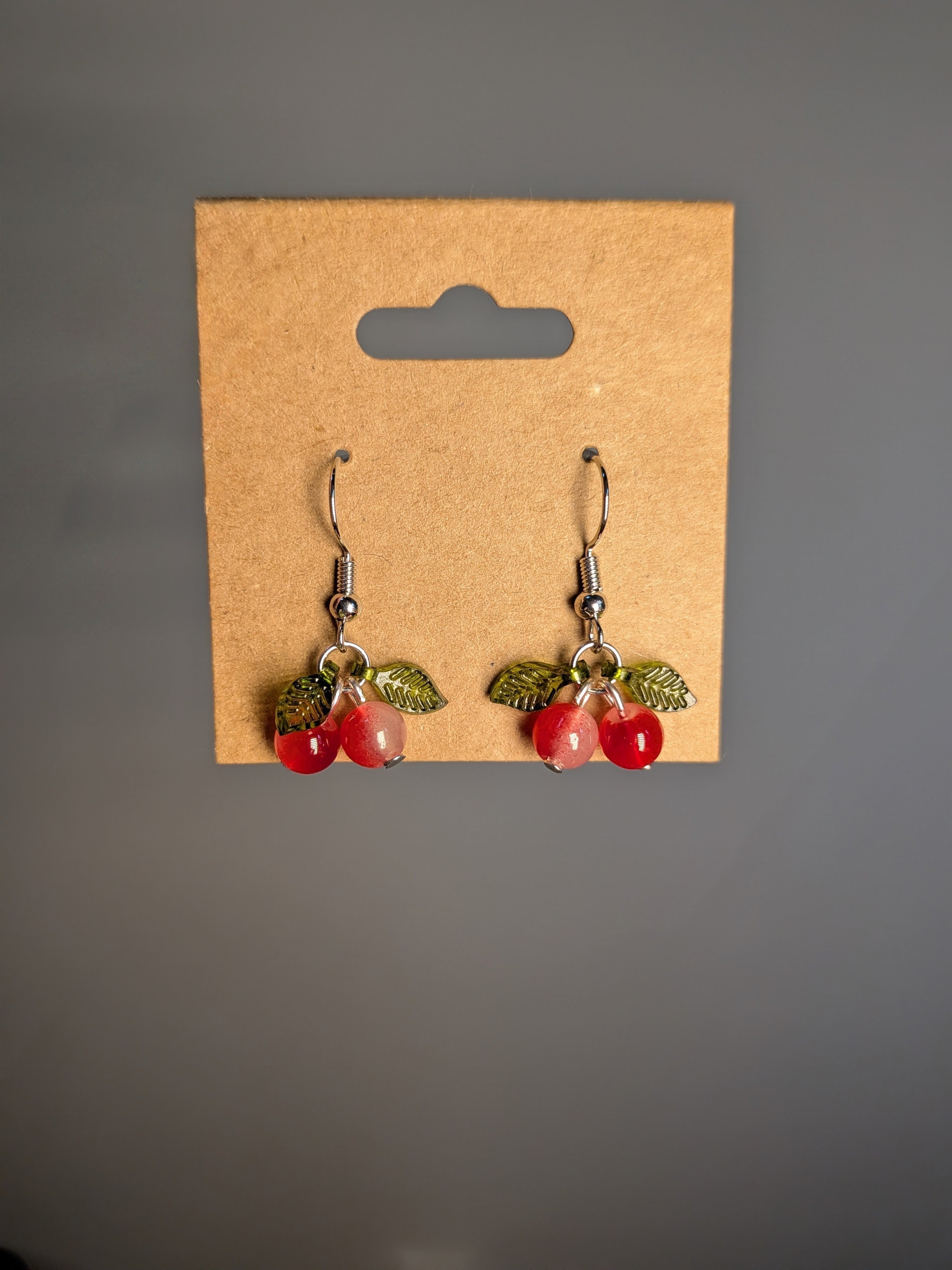 Cherry Earrings, Silver