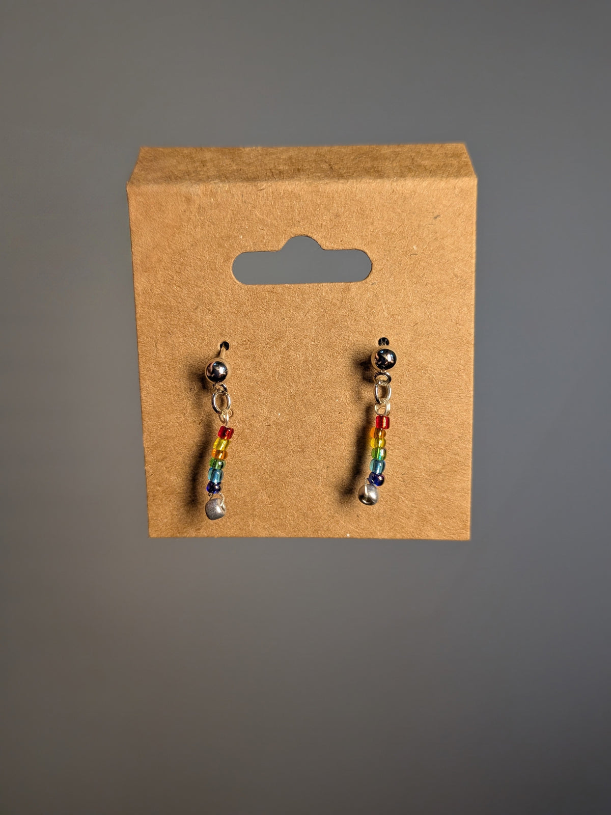 Pride-Rainbow Beaded Earrings, Silver