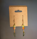 Green Orange Leaf Earrings, Gold