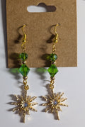 Sun Pendant Earrings, Gold - Hypoallergenic