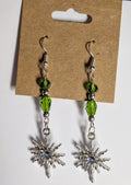 Sun Pendant Beaded Earrings, Silver - Hypoallergenic