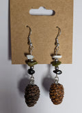 Pinecone Rock Earrings, Silver - Hypoallergenic